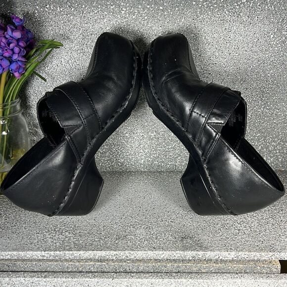 Bjorndal Glenda Black Leather Mules Clogs Shoes Size 6 Buckle - Picture 5 of 8